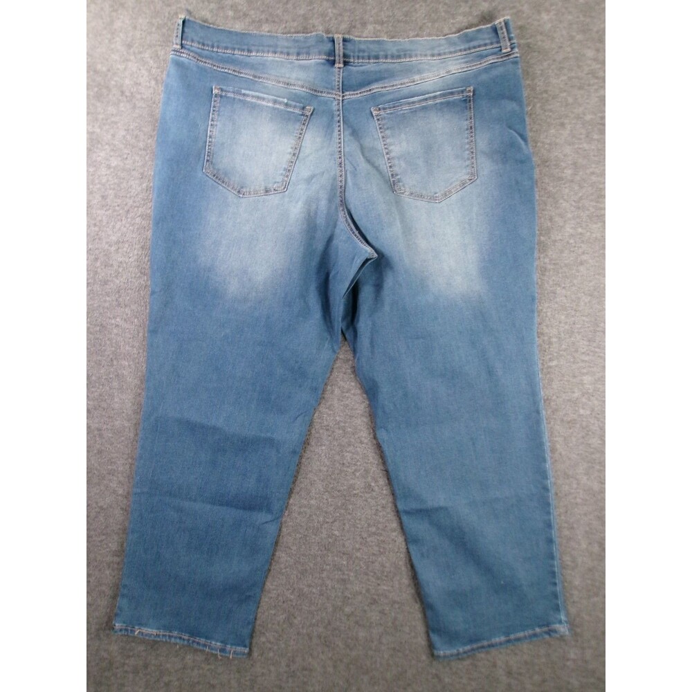 Terra Sky Jeans Women 24W Petite Blue Regular Straight High Rise Tummy Control - Picture 13 of 16